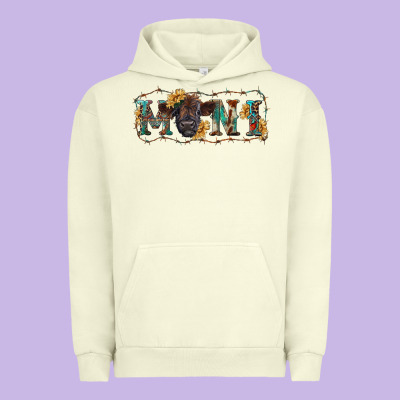 Western Mini Black Highland Calf Urban Hoodie Designed By Ranaportraitstore