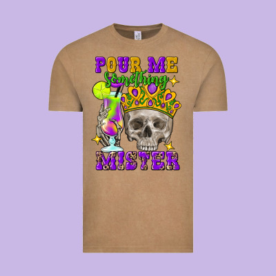 Skull Pour Me Something Mister Vintage Tee Designed By Fadigitalartstudio