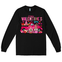 Black Happy Valentines Day Long Sleeve Tee - CowhideDigitalArt