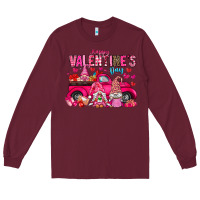 Burgundy Happy Valentines Day Long Sleeve Tee - CowhideDigitalArt