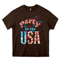 Chocolate Brown Party in the USA 4th of july Heavy Core Tee - HowdyJamesFarm