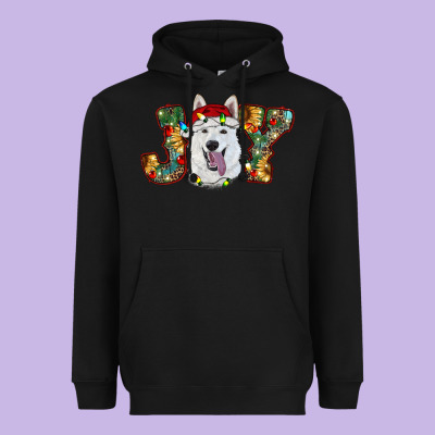 White Shepherd Christmas Joy Heavyweight Hoodie Designed By Ranaportraitstore