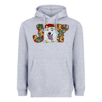 Heather Grey white shepherd christmas joy Heavyweight Hoodie - RanaPortraitStore
