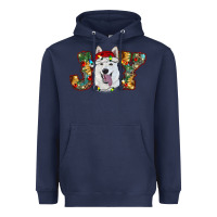 Navy white shepherd christmas joy Heavyweight Hoodie - RanaPortraitStore