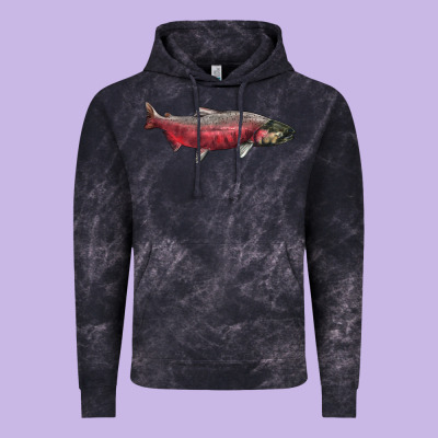 Chinook Salmon Fish Illustrations Vintage Hoodie Designed By Lillyallendesigns