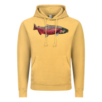 Vintage Mustard Chinook Salmon Fish Illustrations Vintage Hoodie - LillyAllenDesigns