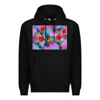 Black Flower Hummingbird Premium Hoodie - Artiststas