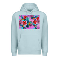 Blue Mist Flower Hummingbird Premium Hoodie - Artiststas