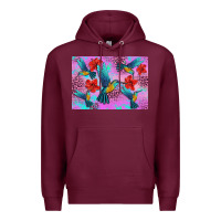 Burgundy Flower Hummingbird Premium Hoodie - Artiststas