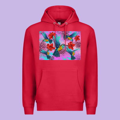 Flower Hummingbird Premium Hoodie Designed By Artiststas