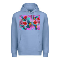 Colony Blue Flower Hummingbird Premium Hoodie - Artiststas