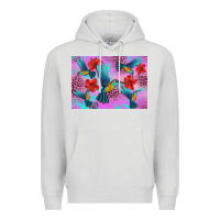 Dove Grey Flower Hummingbird Premium Hoodie - Artiststas