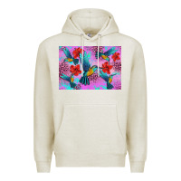 Oatmeal Heather Flower Hummingbird Premium Hoodie - Artiststas