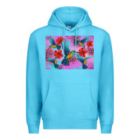 Ocean Blue Flower Hummingbird Premium Hoodie - Artiststas