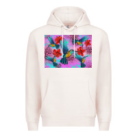 Pale Pink Flower Hummingbird Premium Hoodie - Artiststas