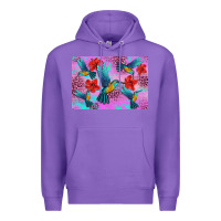 Purple Flower Hummingbird Premium Hoodie - Artiststas
