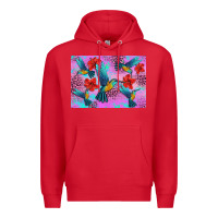 Red Flower Hummingbird Premium Hoodie - Artiststas