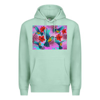 Seafoam Flower Hummingbird Premium Hoodie - Artiststas