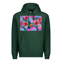 Sports Green Flower Hummingbird Premium Hoodie - Artiststas