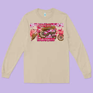Howdy Valentine Long Sleeve Tee Designed By Cowhidedigitalart