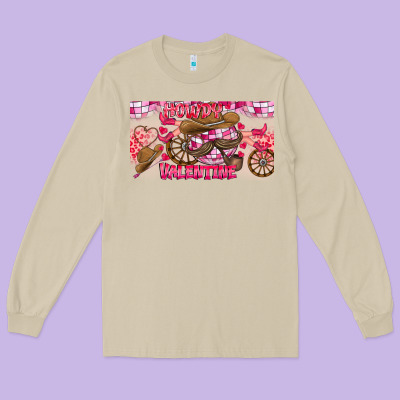 Howdy Valentine Long Sleeve Tee Designed By Cowhidedigitalart