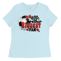 Baby Blue little brother biggest fan soccer Ladies Tee - FaDigitalArtStudio