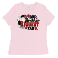 Bubblegum Pink little brother biggest fan soccer Ladies Tee - FaDigitalArtStudio