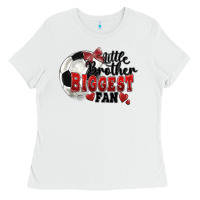 White little brother biggest fan soccer Ladies Tee - FaDigitalArtStudio