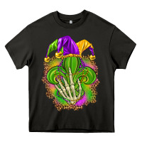 Asphalt Mardi Gras with skeleton hand Heavy Core Tee - HowdyJamesFarm