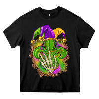 Black Mardi Gras with skeleton hand Heavy Core Tee - HowdyJamesFarm