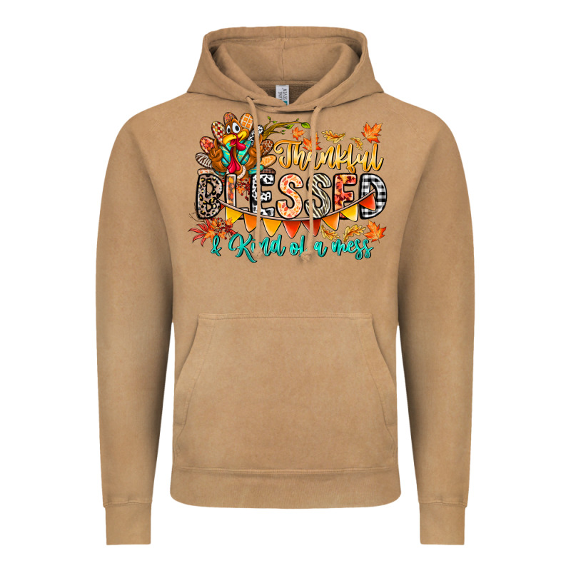 Thankful Blessed Kind Of Mess Vintage Hoodie by CowhideDigitalArt | Teevron