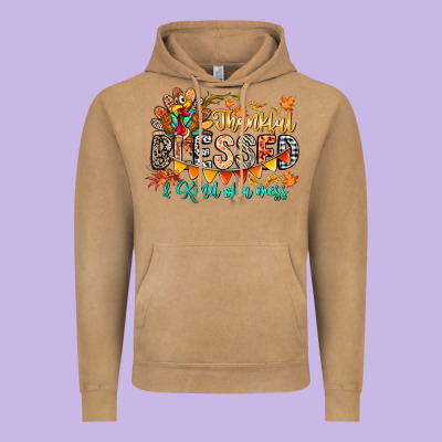Thankful Blessed Kind Of Mess Vintage Hoodie Designed By Cowhidedigitalart