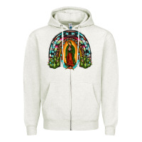 Oatmeal Heather our lady of guadalupe rainbow Zipper Hoodie - JahusDesignShop