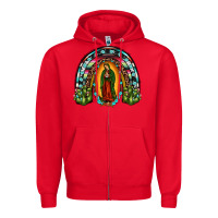Red our lady of guadalupe rainbow Zipper Hoodie - JahusDesignShop