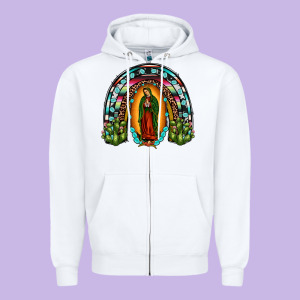 Our Lady Of Guadalupe Rainbow Zipper Hoodie Designed By Jahusdesignshop