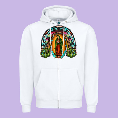 Our Lady Of Guadalupe Rainbow Zipper Hoodie Designed By Jahusdesignshop