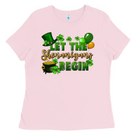 Bubblegum Pink Let the shenanigans begin St. Patricks Day Ladies Tee - FaDigitalArtStudio