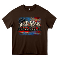 Chocolate Brown God bless America  4th of July Heavy Core Tee - CowGirlArtShop