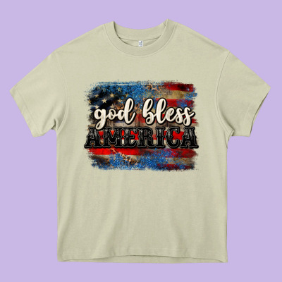God Bless America  4th Of July Heavy Core Tee Designed By Cowgirlartshop