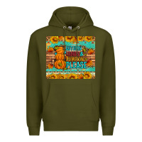Army Green Autumn leaves and pumpkin please Premium Hoodie - Artiststas