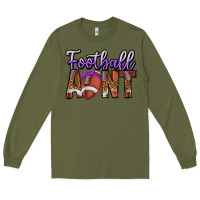 Army Green Football Aunt Long Sleeve Tee - CowhideDigitalArt