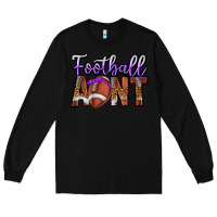 Black Football Aunt Long Sleeve Tee - CowhideDigitalArt
