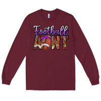 Burgundy Football Aunt Long Sleeve Tee - CowhideDigitalArt