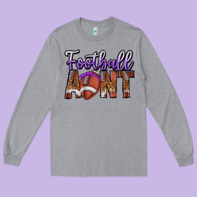 Football Aunt Long Sleeve Tee Designed By Cowhidedigitalart