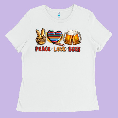 Peace Love Beer Bbs Ladies Tee Designed By Bundleandbundleshop