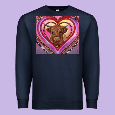 Highland Cow Valentine's Day Premium Sweatshirt Designed By Ranaportraitstore