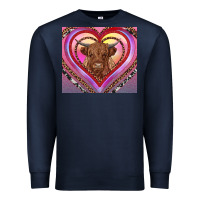 Navy highland cow valentine's day Premium Sweatshirt - RanaPortraitStore