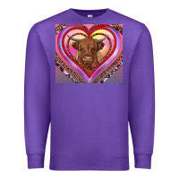 Purple highland cow valentine's day Premium Sweatshirt - RanaPortraitStore
