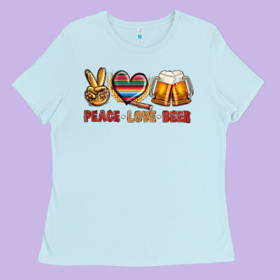Peace Love Beer Bbs Ladies Tee Designed By Bundleandbundleshop