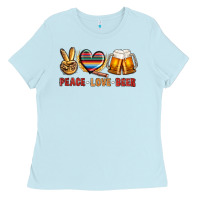Baby Blue peace love beer bbs Ladies Tee - BundleAndBundleShop